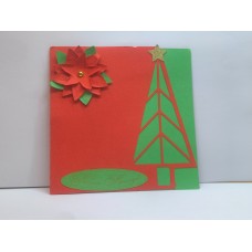 Картичка с елха и коледна зезда