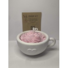 СОЕВА СВЕЩ В ГИПСОКЕРАМИКА-ЧАША С РОЗА